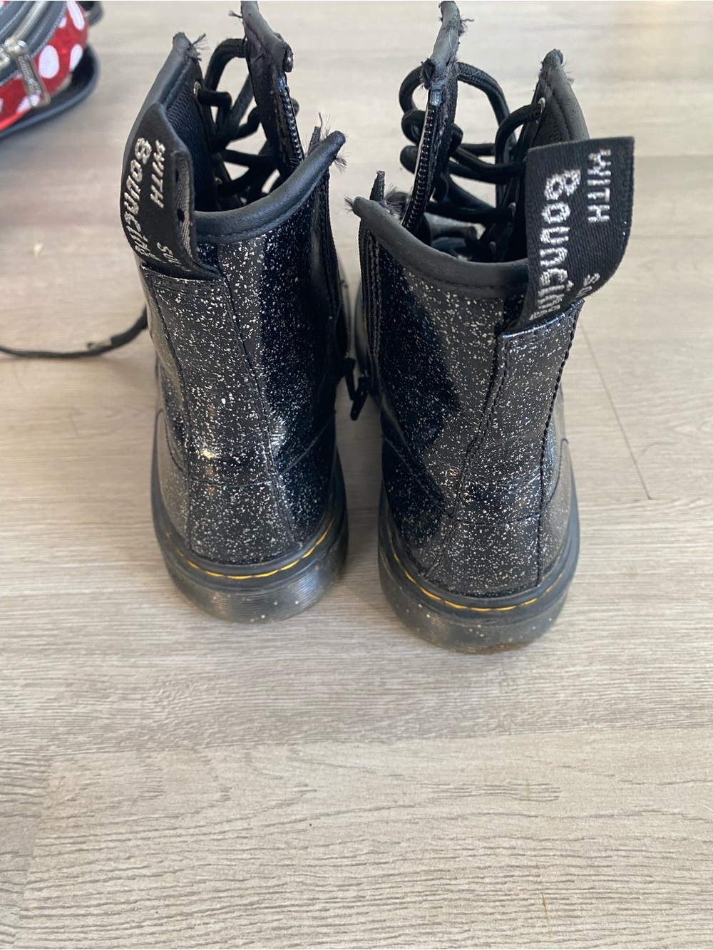 Dr. Martens Kids Black Glitter Lace-Up Boots